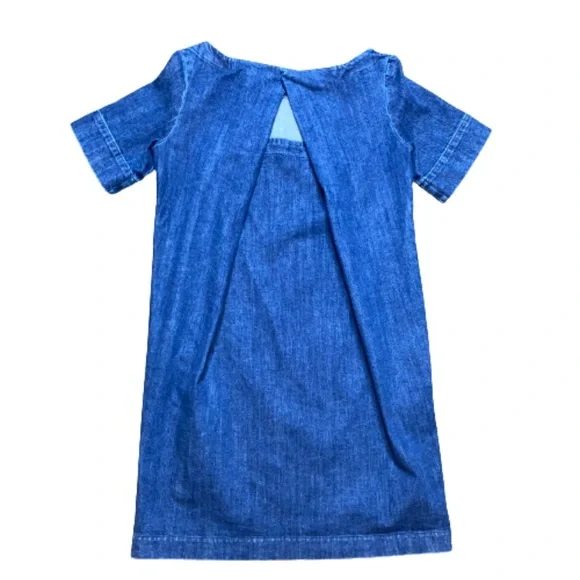 Massimo Dutti Jean Pleated Back Dress M Pockets - Picture 2 of 5